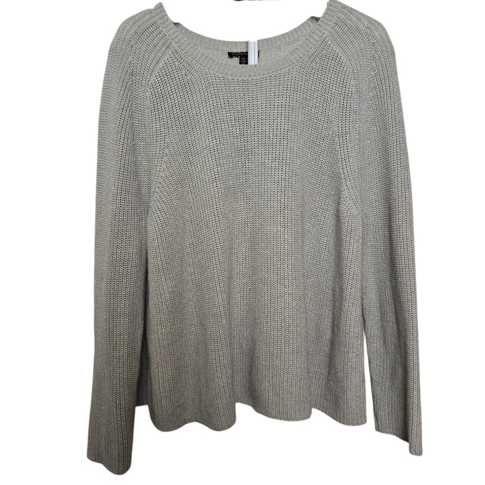 Eileen Fisher Organic Cotton TENCEL Pullover Sz L Gray Boxy Sustainable EUC Peru